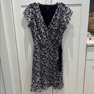 Banana Republic Floral Midi Dress - Pink and Navy Blue